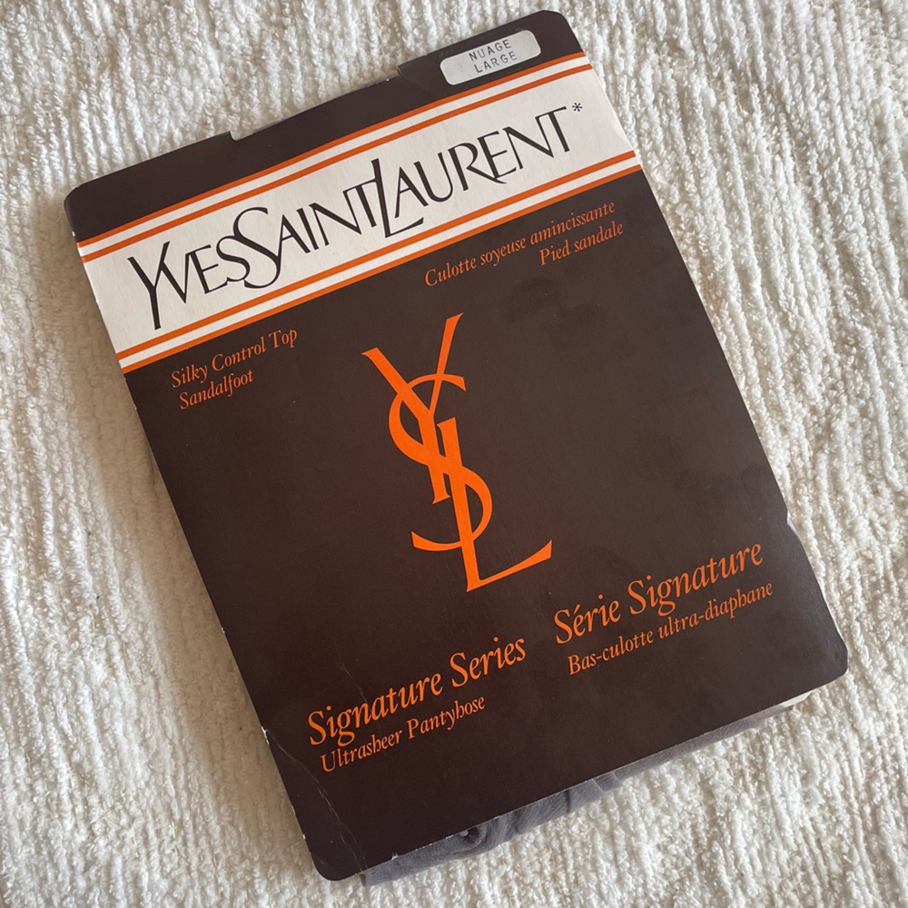 YSL Yves Saint Laurent New Vintage Gray Silky Control Top Sandalfoot Pantyhose